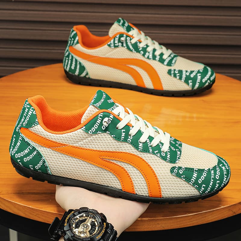 ドライビングシューズ レーシング メッシュ文字柄シューズ