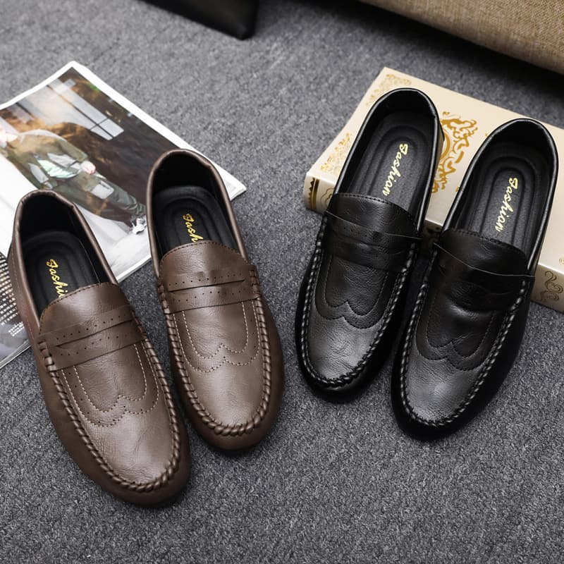 ドライビングシューズ 本革仕立て手縫い風モカシンローファー
